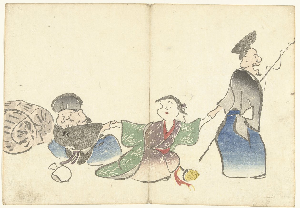 Two Lucky Gods and a Temple Dancer Bildealbum av Korin (serietittel) Korin gafu (serietittel) av Nakamura Hochu