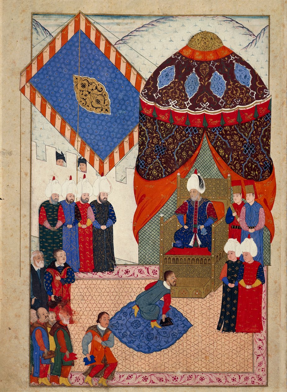 Mottakelsen av den ungarske kronprinsen Zsigismond Janos av Suleyman I 29. juni av Nakkaş Osman