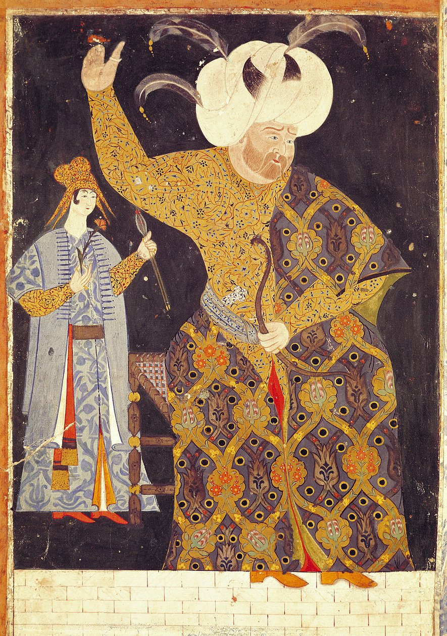 Portrett av Sultan Selim II (1524-74) som skyter pil og bue av Nakkep, called Nigari Reis Haydar