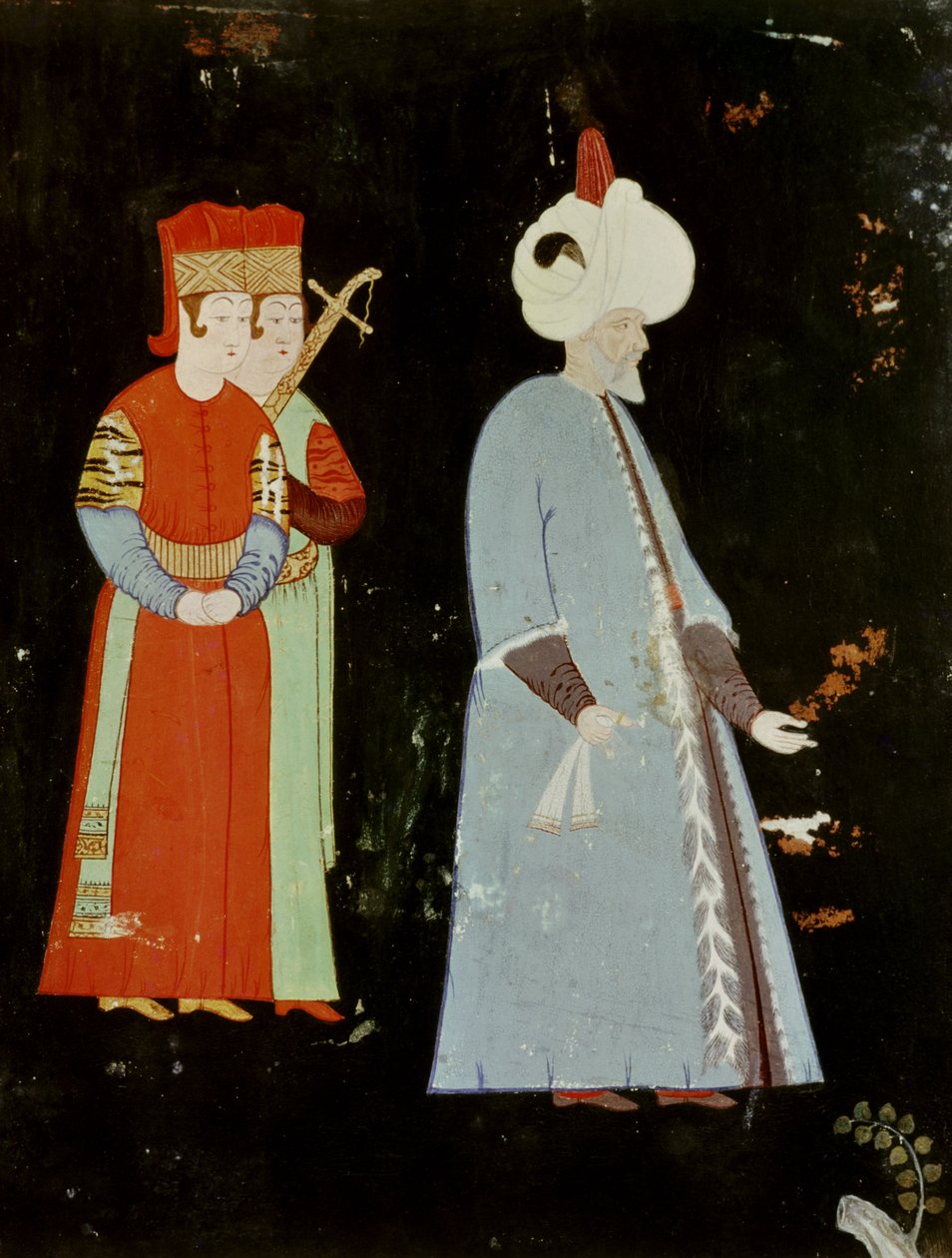 Sultanen Suleyman den storslåtte (1494-1566) med to høytstående personer av Nakkep, called Nigari Reis Haydar