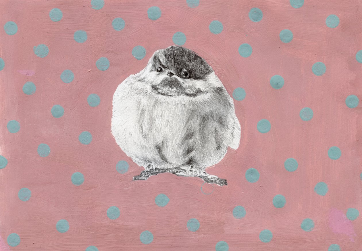 Lubben liten bunt, 2014, (gouache og blyant på papir) av Nancy Moniz Charalambous