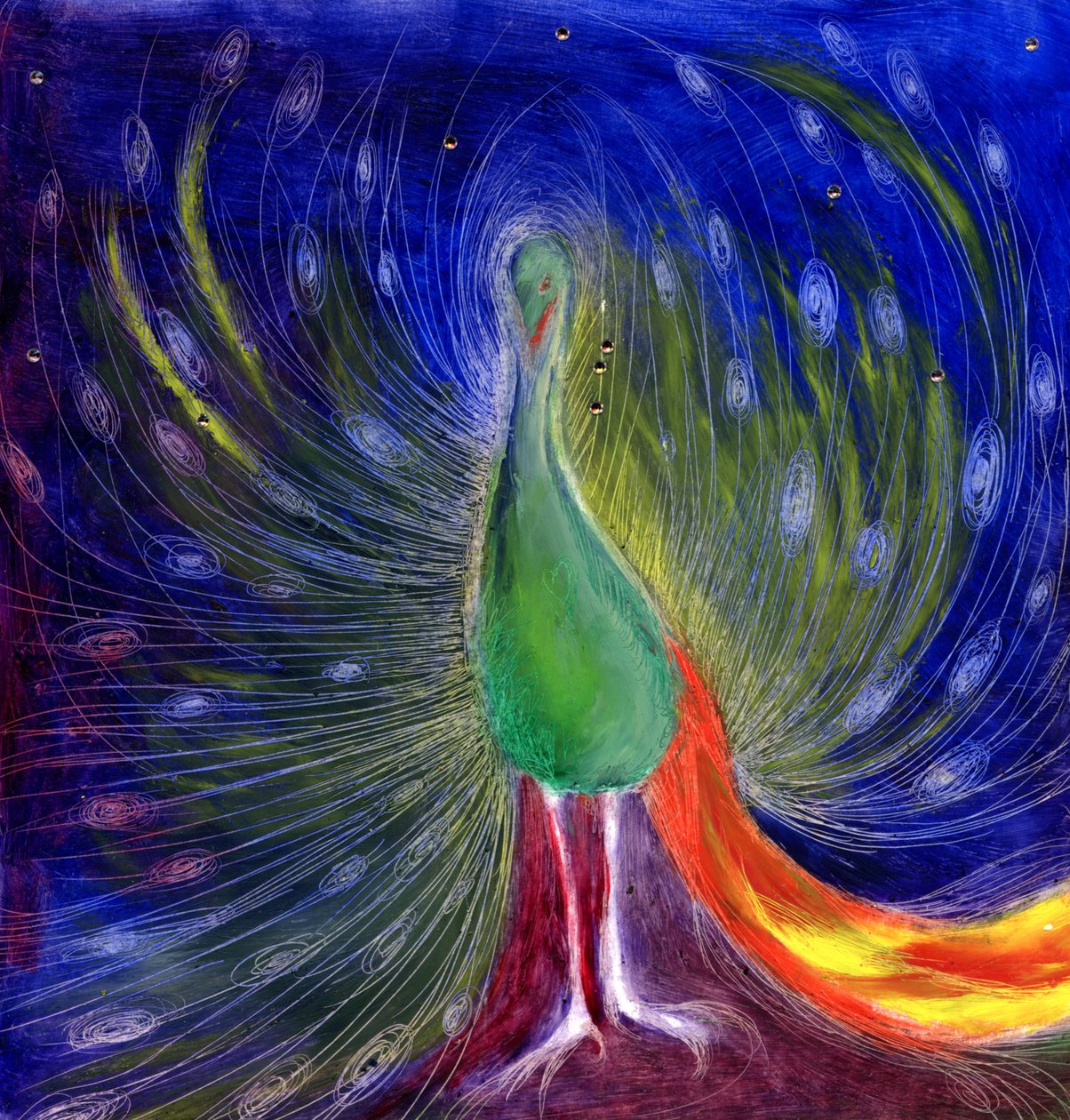 Night of Light, 2012, (olje og bladgull på kort) av Nancy Moniz Charalambous