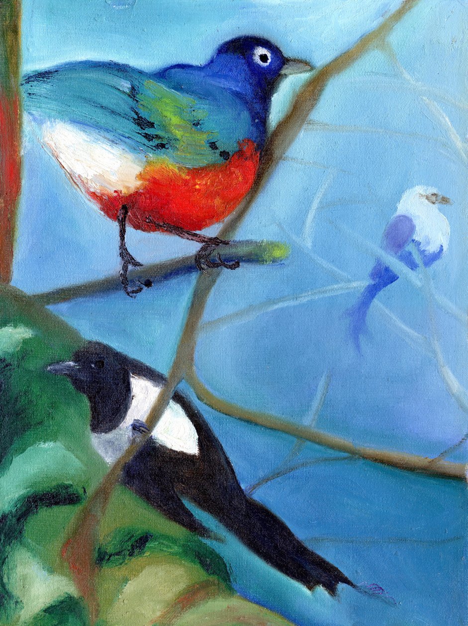 Tre fullt av fugler, 2012, av Nancy Moniz Charalambous