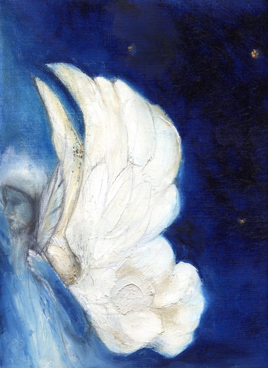 Wings over London, 2013, (olje og bladgull på kort) av Nancy Moniz Charalambous