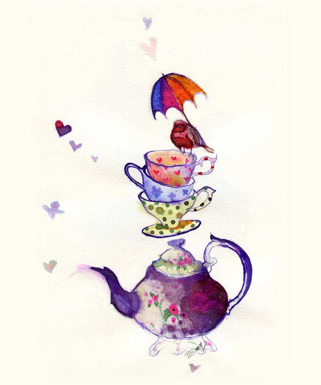 Little Tea bird, 2015, (blekk på papir) av Nancy Moniz Charalambous