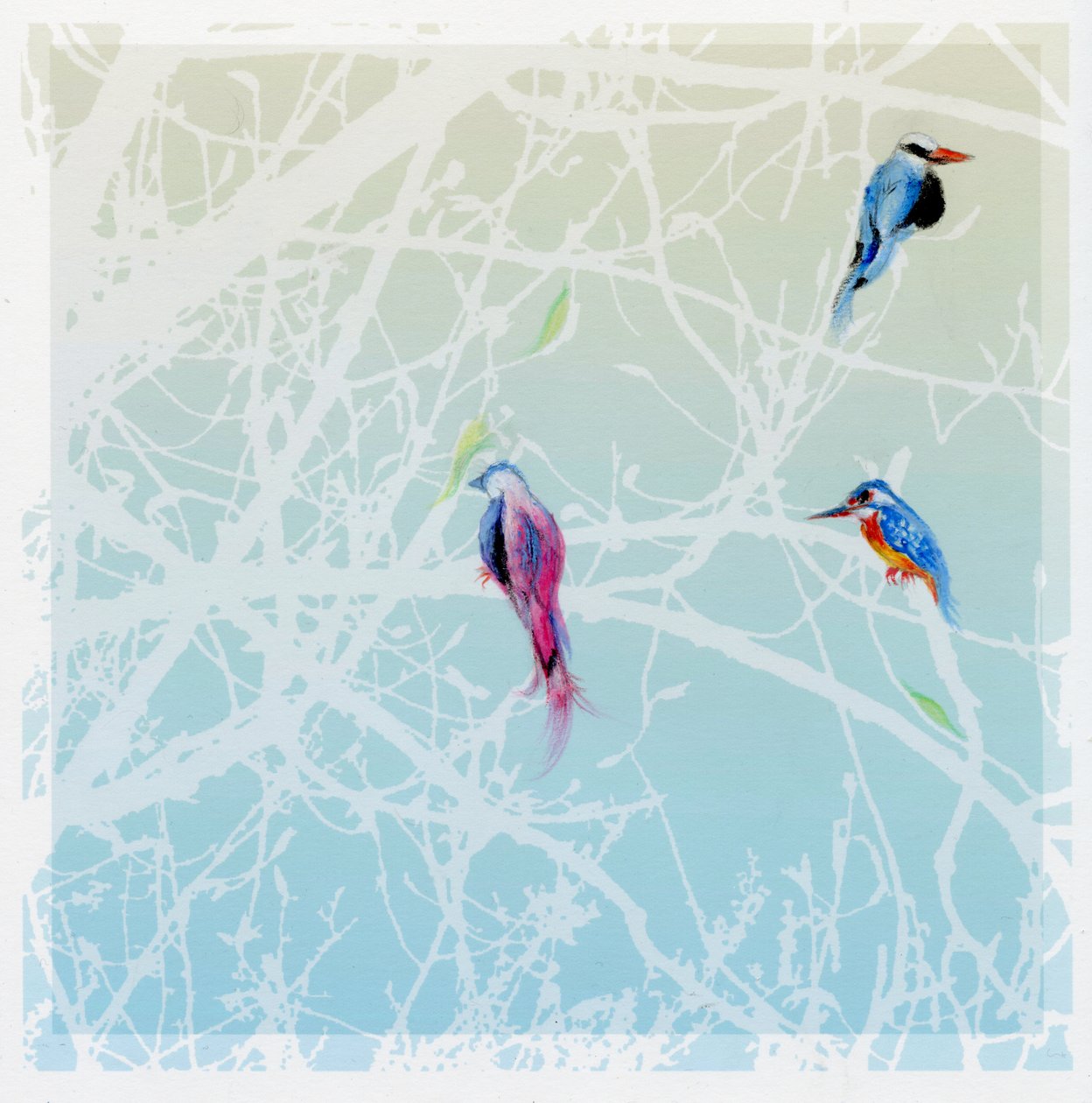 Three Little Birds, 2016, (blyant og på papir) av Nancy Moniz Charalambous