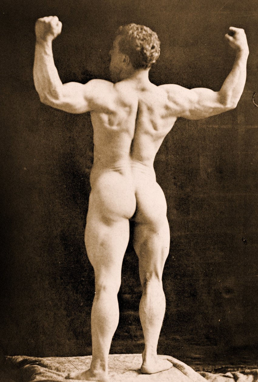 Eugen Sandow, i klassisk gammel gresk-romersk positur, ca. 1893 av Napoleon Sarony