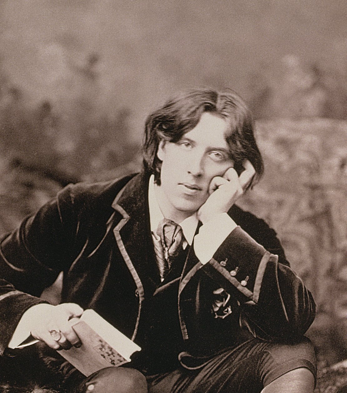 Portrett av Oscar Wilde 1854-1900, 1882 bw fotodetalj av 87436 av Napoleon Sarony