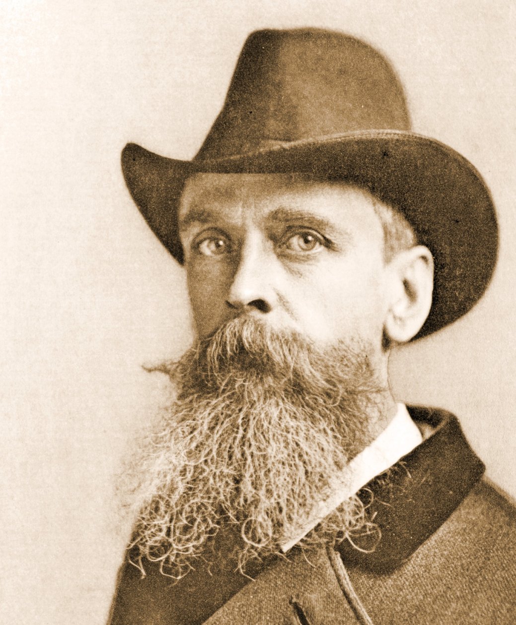 Portrett av Thomas Moran, ca. 1890 (svart-hvitt-foto) av Napoleon Sarony