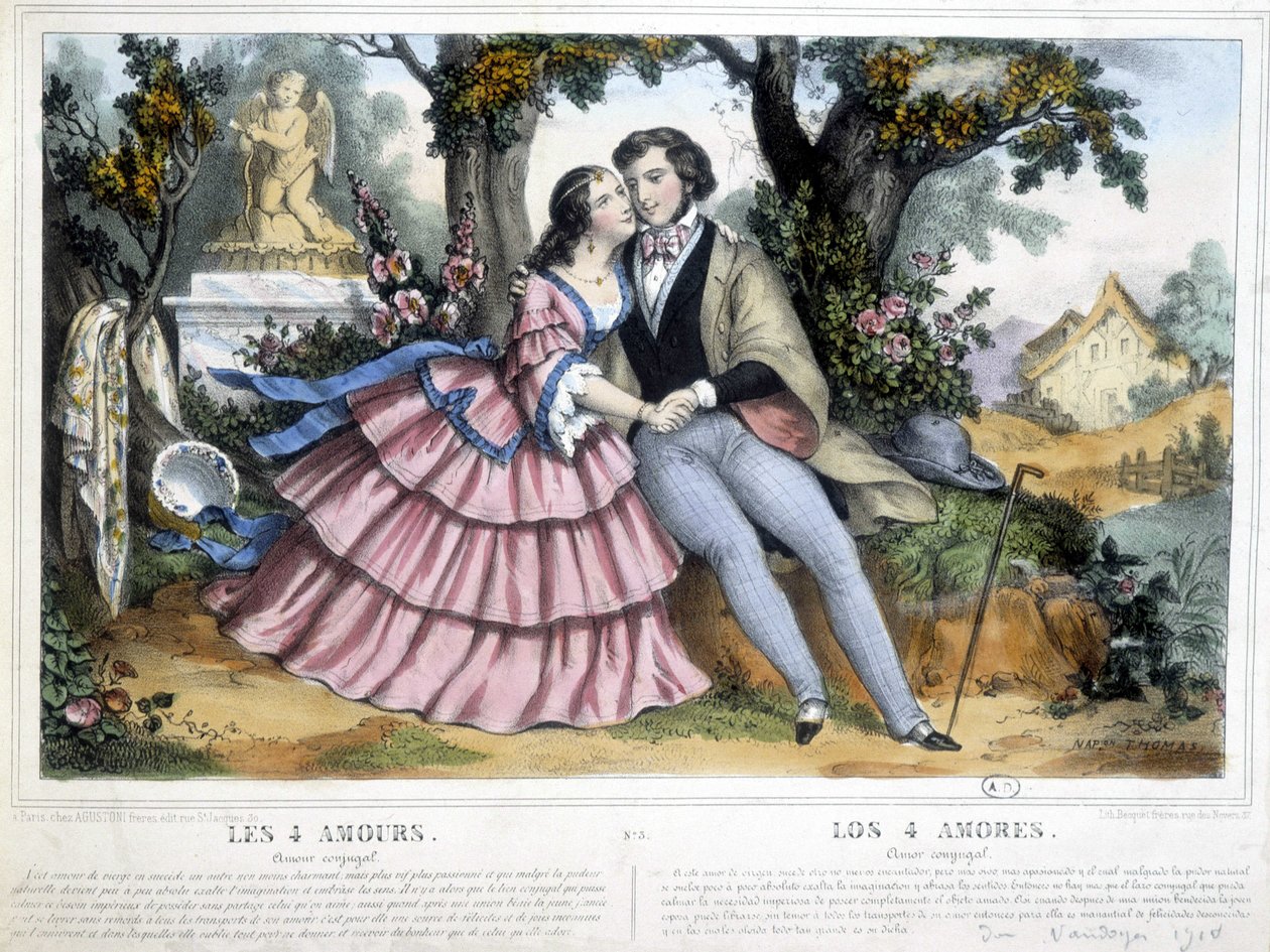 Par elskere: de 4 kjærlighetene - av Thomas, ca. 1852. av Napoleon (after) Thomas