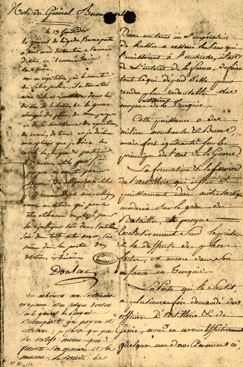 Notat fra general Bonaparte, 13. september 1795, 1921. av Napoleon Bonaparte I