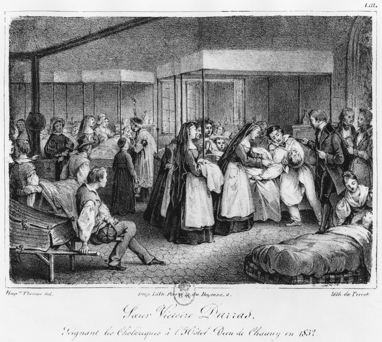 Søster Victoire Darras tok seg av koleraofrene på Hotel-Dieu of Chauny, 1832 av Napoleon Thomas