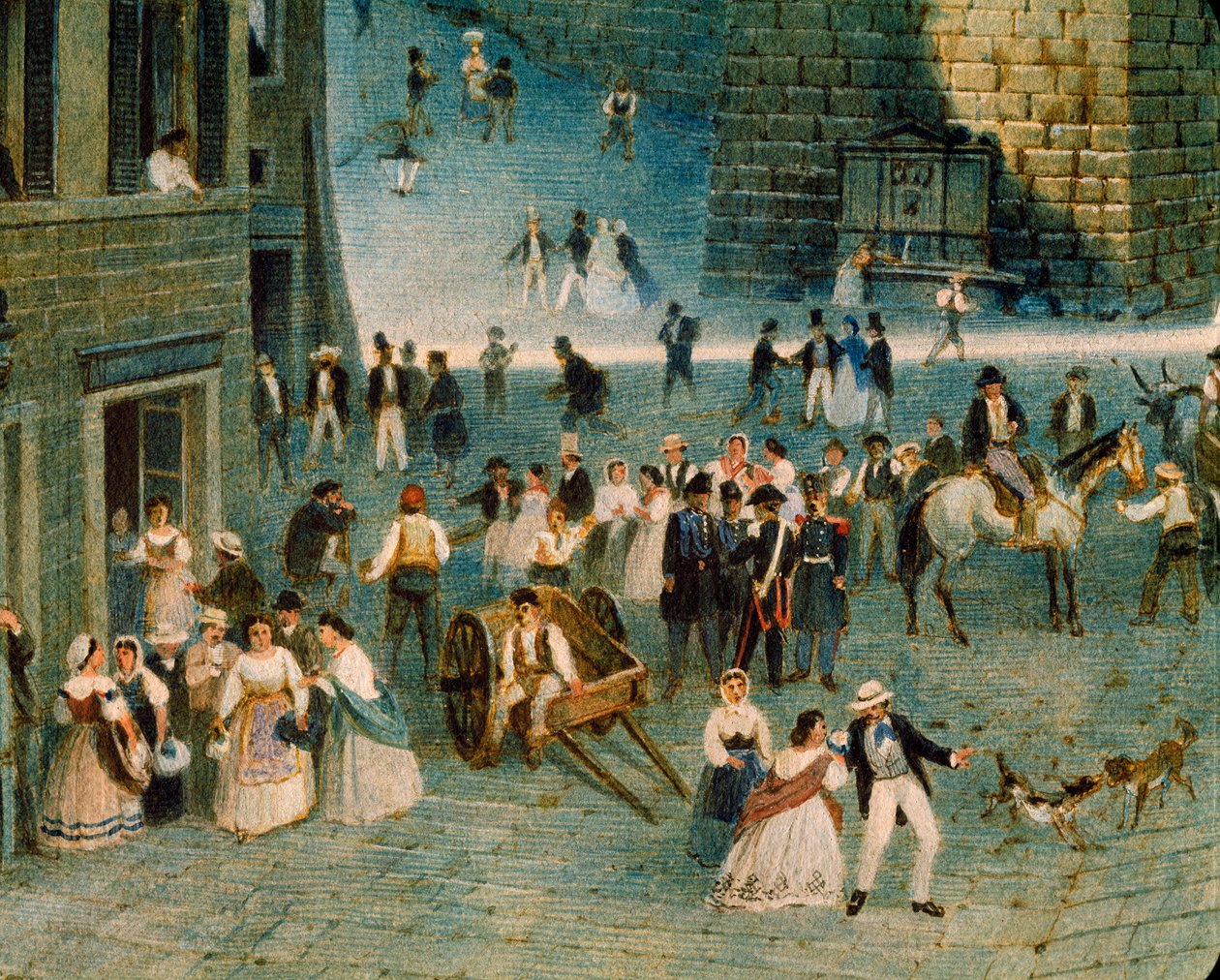 Ferie på Grimana-plassen i Perugia, av Napoleone Verga (1833-1916) av Napoleone Verga