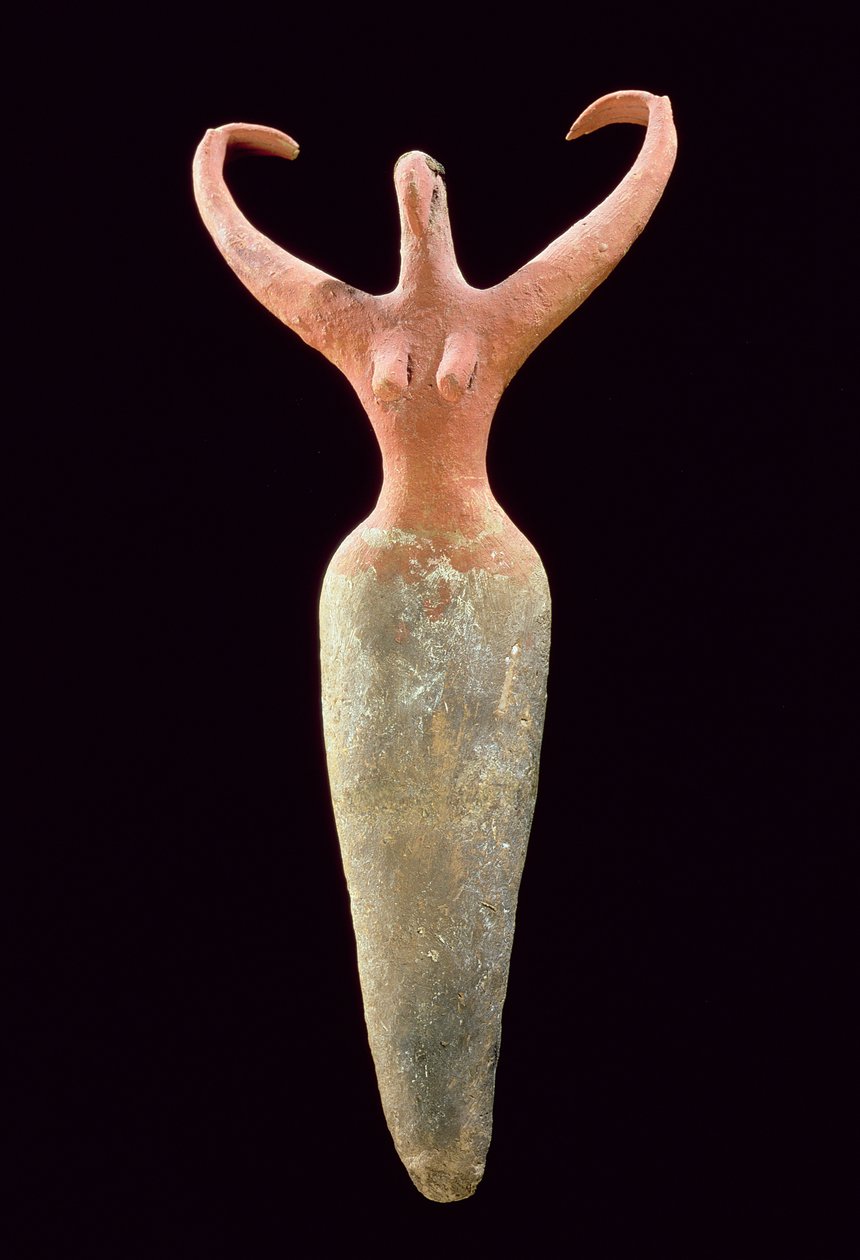 Kvinnefigur, fra El Mamariya, ca. 3600-3500 f.Kr. (malt terrakotta) (se 201160) av Naqada I Period Egyptian
