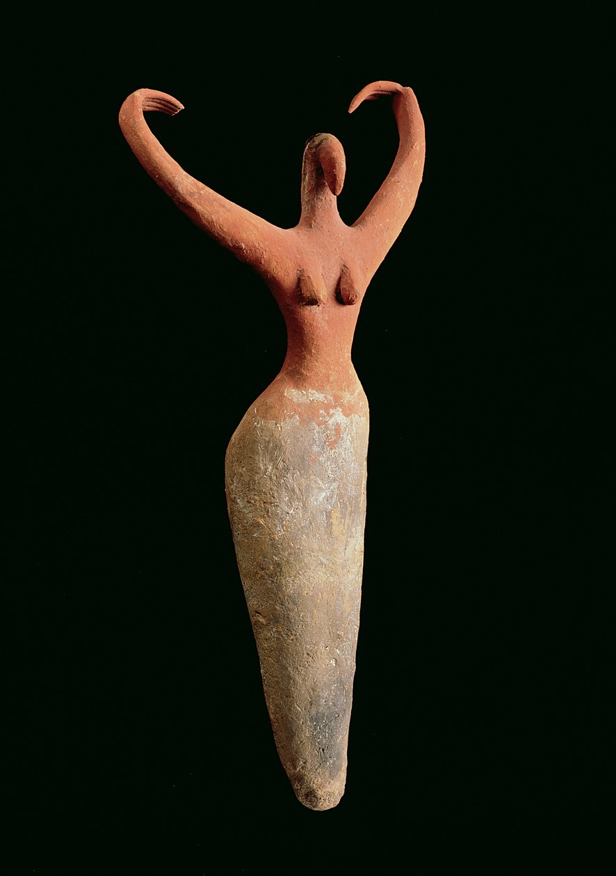 Kvinnefigur, fra El Mamariya, ca. 3600-3500 f.Kr. (malt terrakotta) (se 201159) av Naqada I Period Egyptian