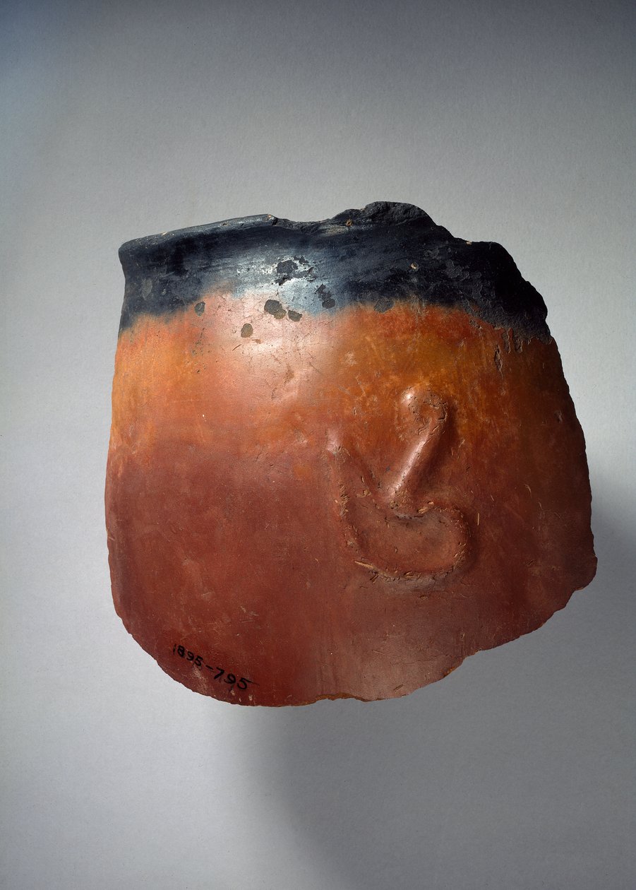Potteskår som viser kronen av Nedre Egypt i relieff, Predynastic (keramikk) av Naqada I Period Egyptian