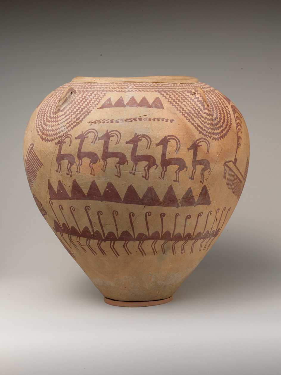 Varekrukke dekorert med dyr (malt keramikk) av Naqada II Period Egyptian