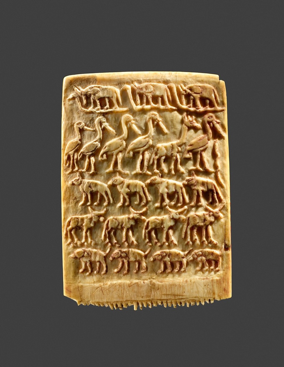 Hårkam dekorert med rader av ville dyr, ca. 3200–3100 f.Kr. (elfenben) av Naqada Period Egyptian