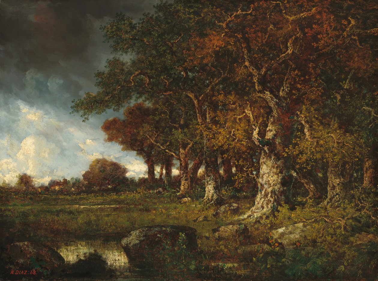 Kanten av skogen ved Les Monts-Girard, Fontainebleau av Narcisse Virgilio Díaz