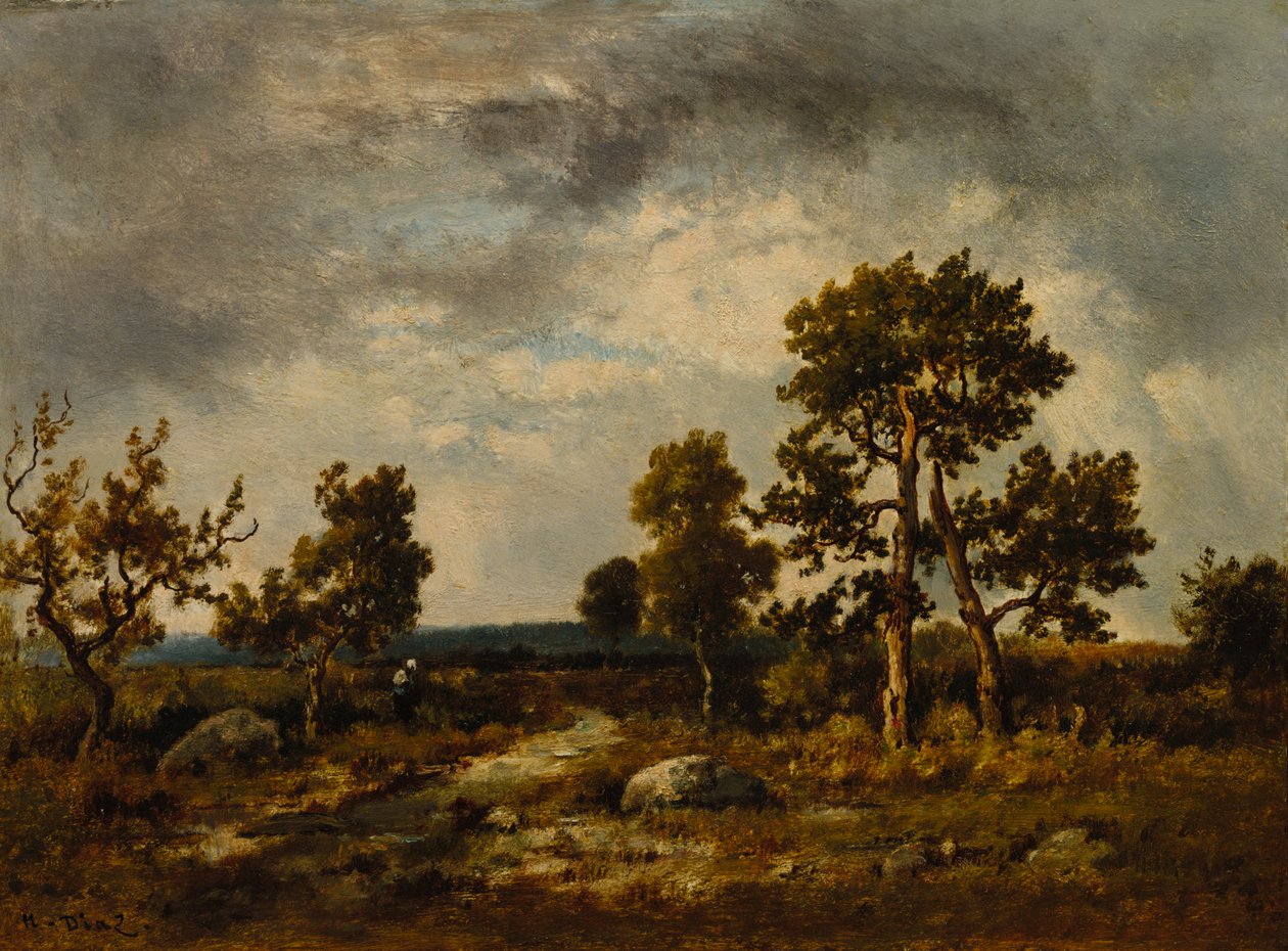 Sti nær Vipers-dammen, Fontainebleau-skogen av Narcisse Diaz de la Pena