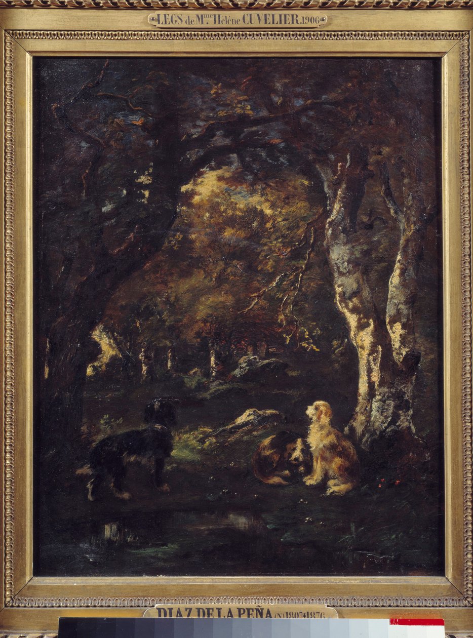 Hunder i skogen Maleri av Narcissus Diaz de la Pena av Narcisse Virgile Diaz de la Peña