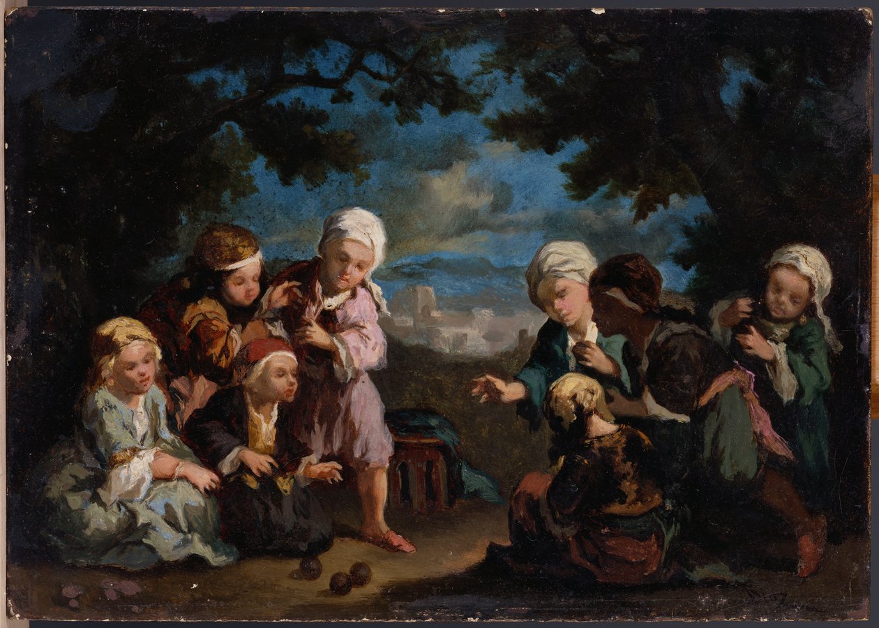 Tyrkiske barn som spiller boule i en lysning av Narcisse Virgile Diaz de la Peña