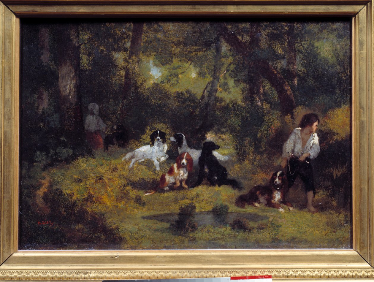 Hundenes tjener Maleri av Narcisse Diaz de la Pena (1807-1876) (ec. de Barbizon) 1800-tallet Søn. 0,29x0,42 m Paris, Louvre-museet av Narcisse Virgile Diaz de la Peña
