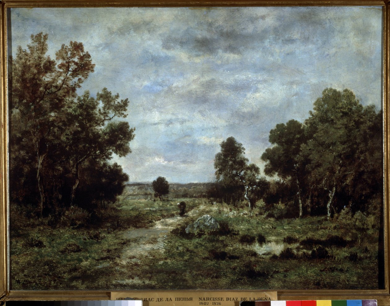 ""Høstlandskap i Fontainebleau"" (Høst i Fontainebleau) Maleri av Narcisse Virgilio Diaz de la Pena (1807-1876) 1872 Pushkin-museet, Moskva av Narcisse Virgile Diaz de la Peña