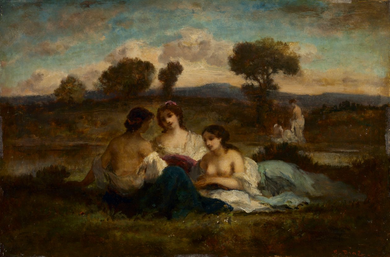 The Bathers, etter 1847 (olje på tre) av Narcisse Virgile Diaz de la Peña