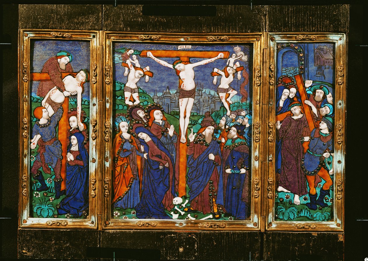 Triptyk som skildrer korsfestelsen, Limousin (emalje) av Nardon Penicaud