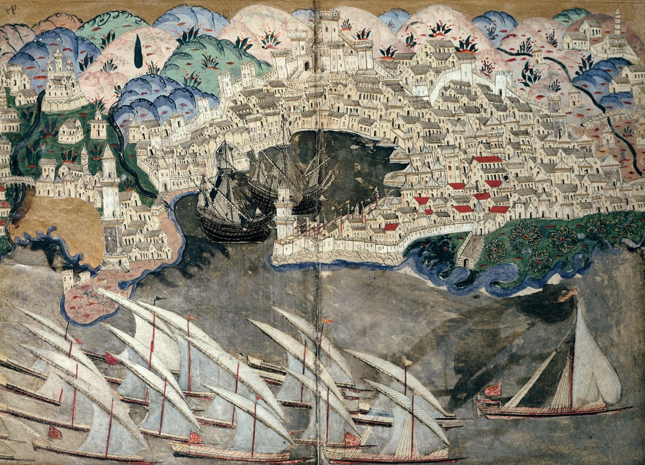 Den osmanske flåten blokkerte havnen i Marseille i 1543 av Nasuh Al Silahi
