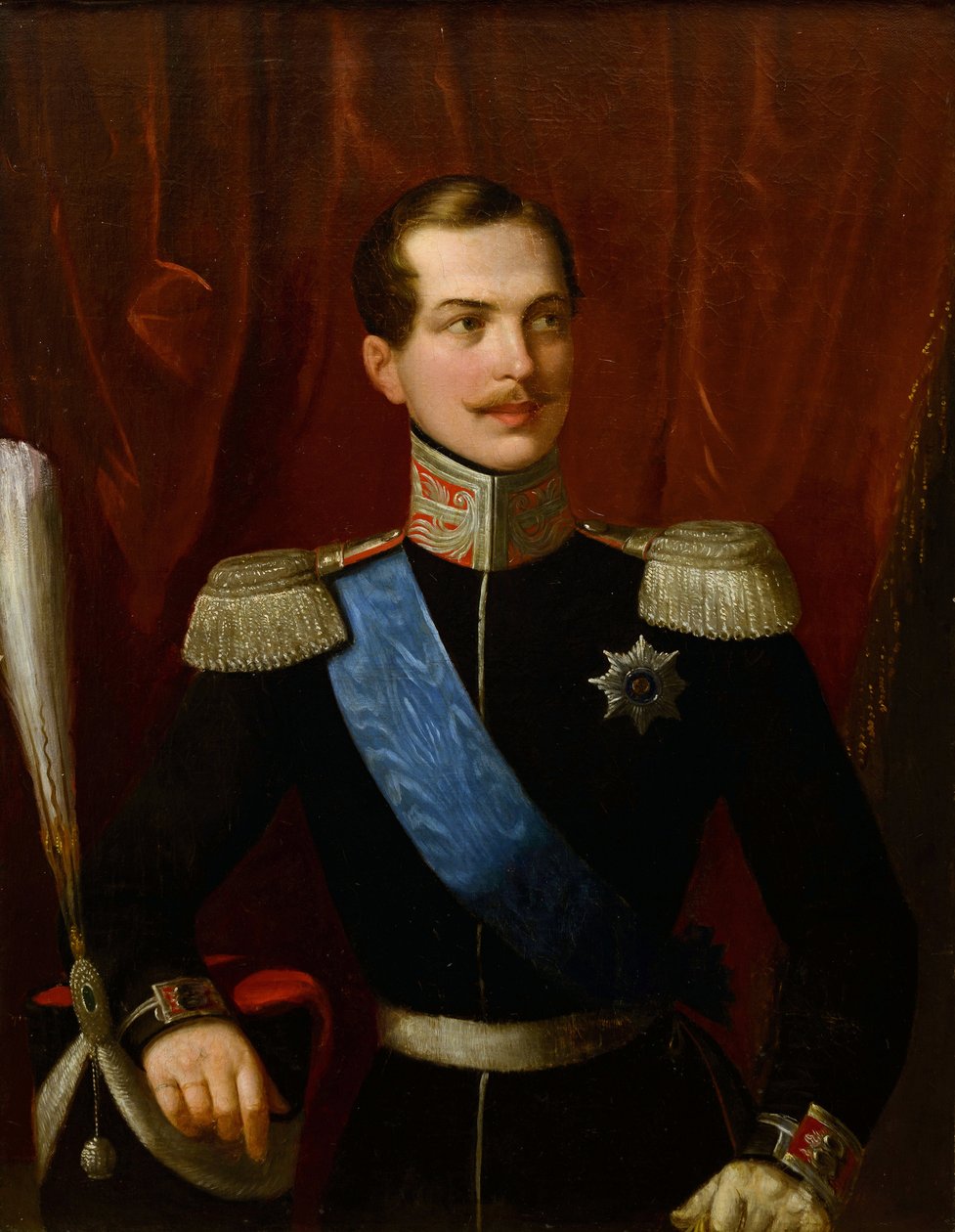 Alexander II (keiser av Russland) - Portrett av kronprinsen Alexander Nikolayevich (1818-1881) av Schiavoni, Natale (1777-1858). olje på lerret av Natale Schiavoni