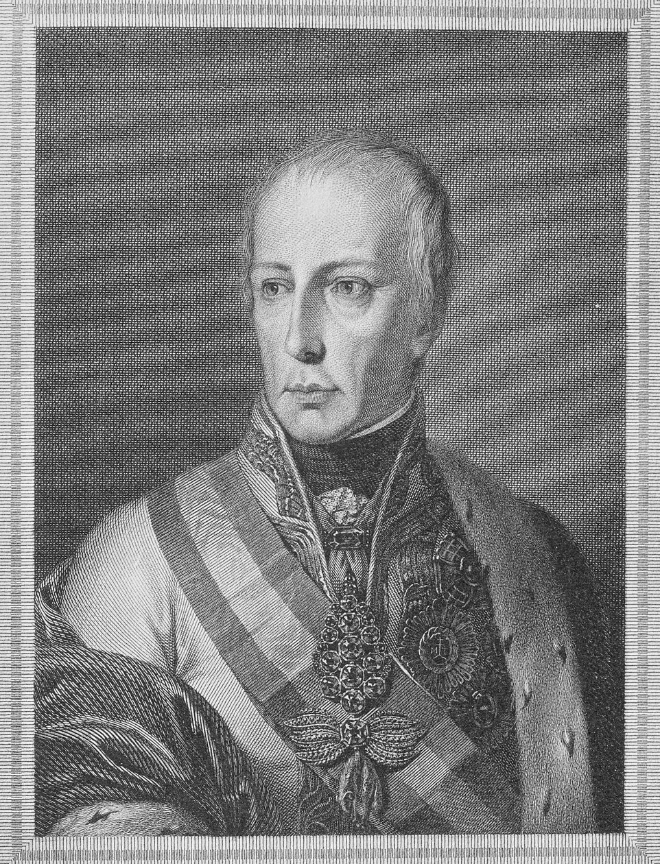 Francis II, den hellige romerske keiseren, gravert av Giuseppe Longhi av Natale Schiavoni