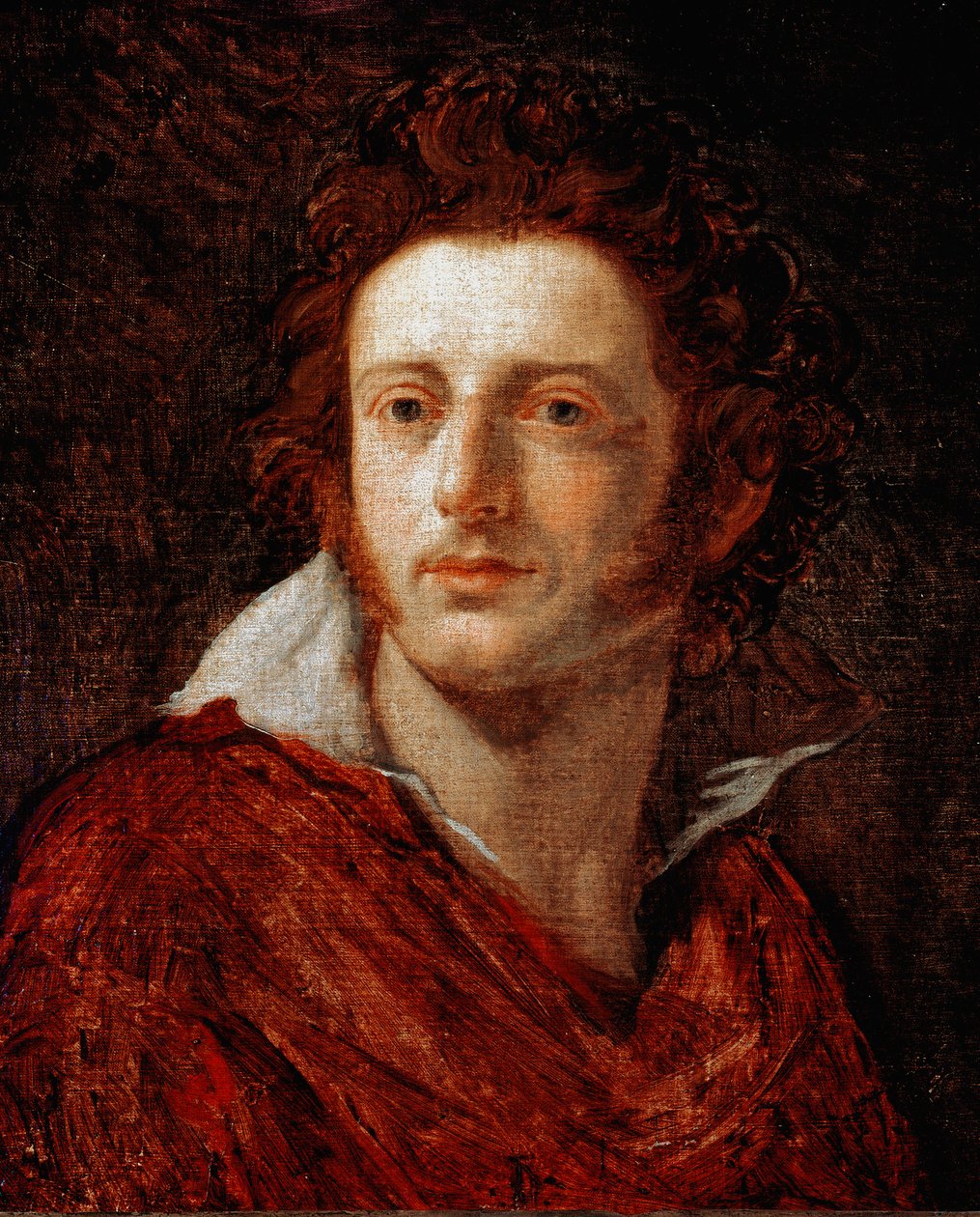 Portrett av den italienske poeten og dramatikeren Ugo Foscolo (1778-1827) Maleri av Natale Schiavoni (1777-1858) Firenze fra 1800-tallet, Galleria d