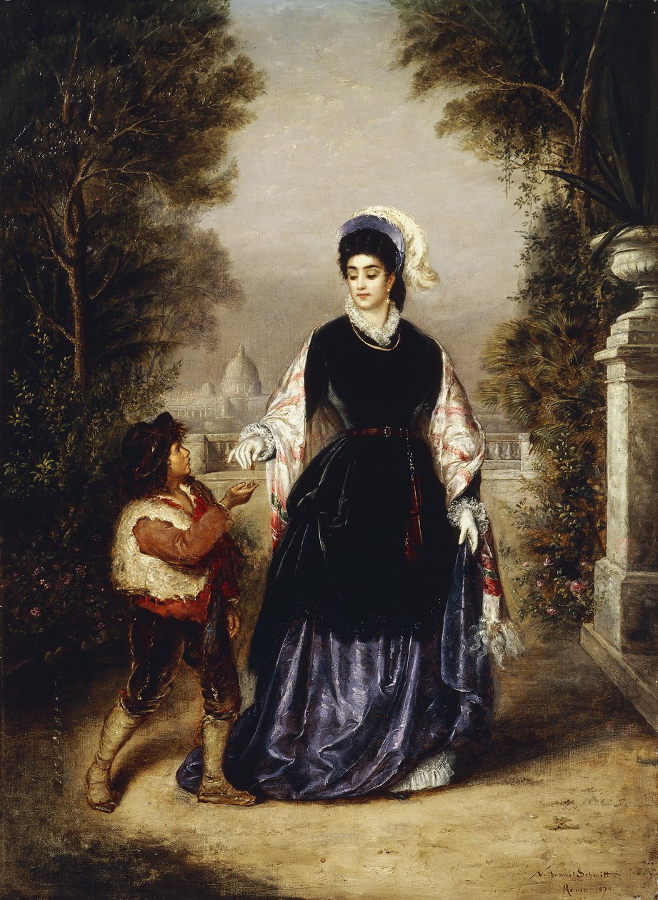 Den sjenerøse dame, 1874 av Nathanial Schmitt