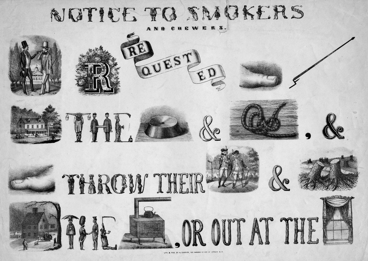 Notice to smokers and chewers, utgitt av N. Currier, New York, ca. 1840-50 av Nathaniel Currier