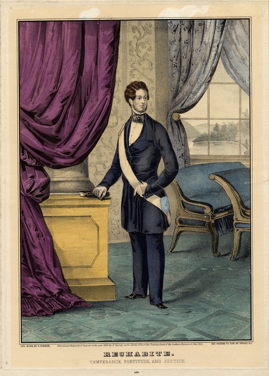 Rechabite: Temperance, Fortitude, and Justice, 1849 av Nathaniel Currier