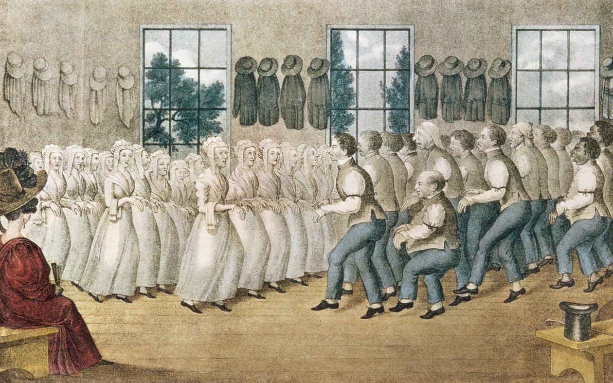 The Shakers nær Libanon, utgitt av Currier und Ives, New York av Nathaniel Currier