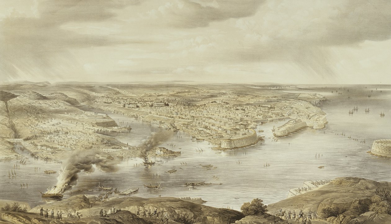 The Blood Stained Ruins of Sebastopol, 10. september 1855, gravert av Day und Son, publisert 1857 av Nathaniel Whittock