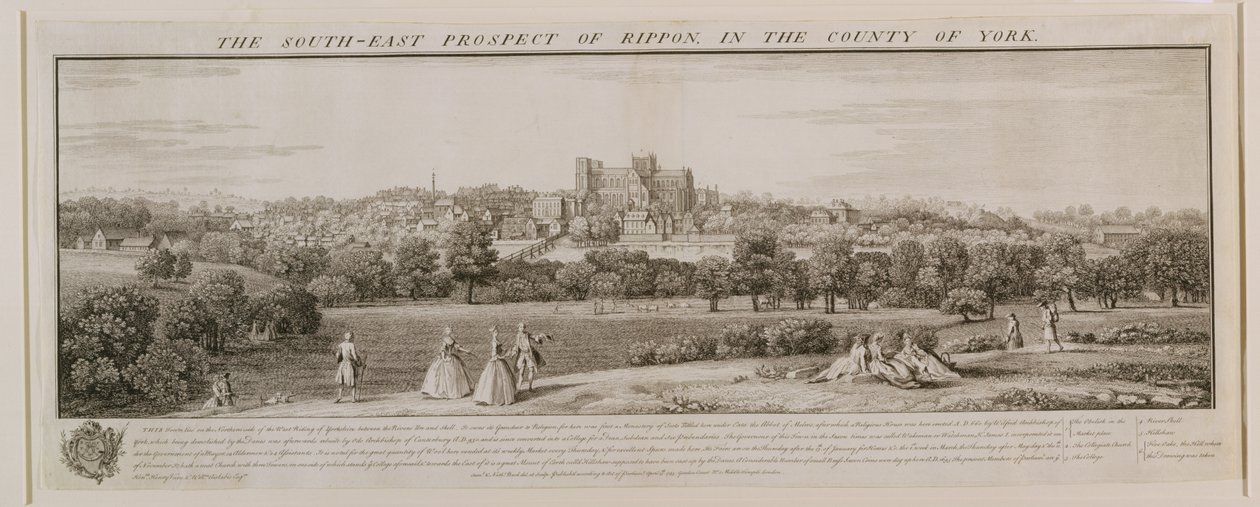 The South-East Prospect of Rippon, 1731-48 (linjegravering) av Nathaniel and Samuel Buck