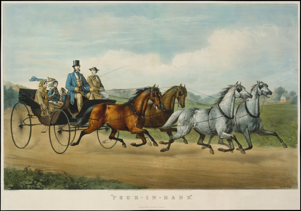 Four-in-Hand, 1861., 1861. Skapere: Nathaniel Currier, James Merritt Ives, Currier og Ives. av Currier and Ives