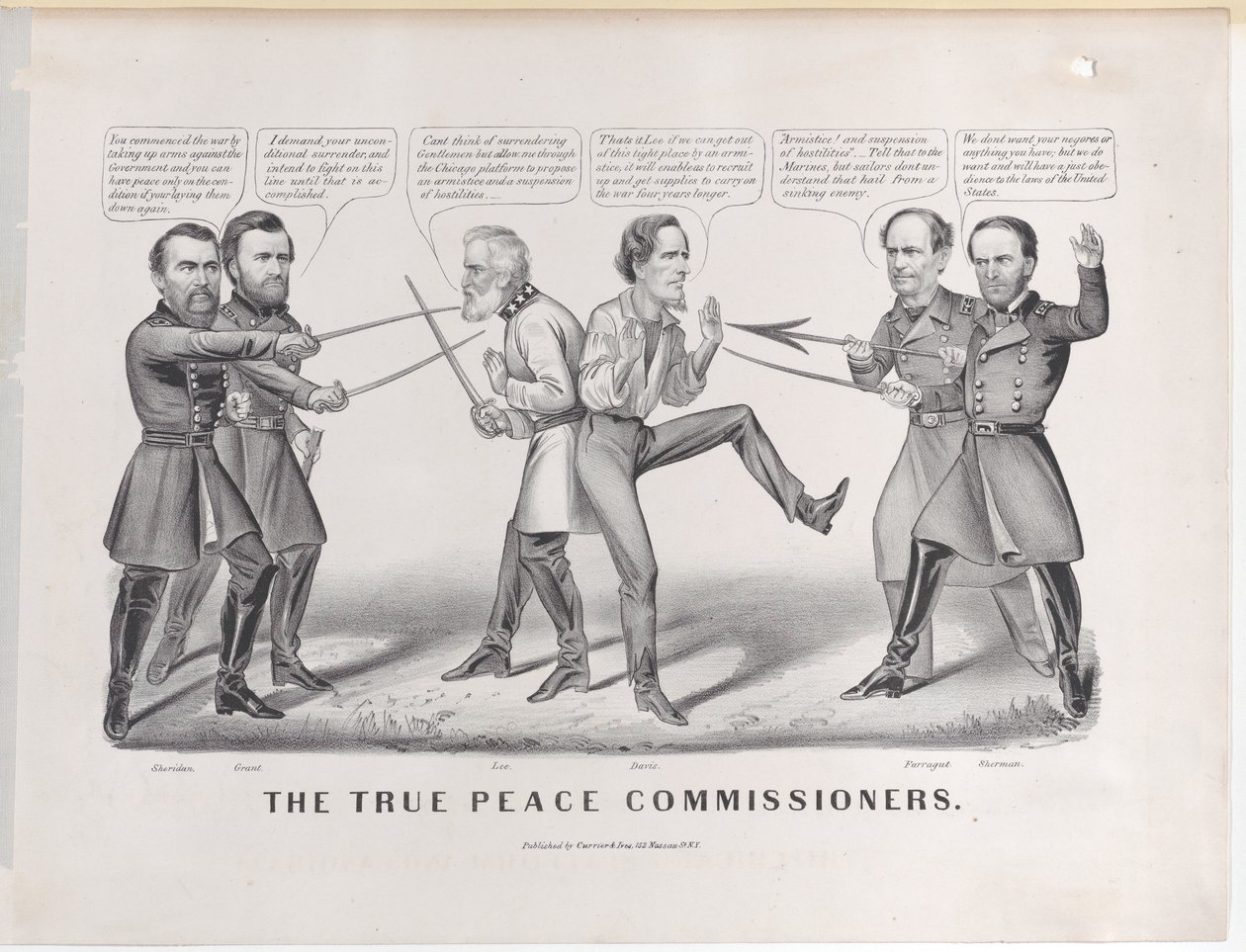 The True Peace Commissioners, 1865., 1865. Skapere: Nathaniel Currier, James Merritt Ives, Currier og Ives. av Currier and Ives
