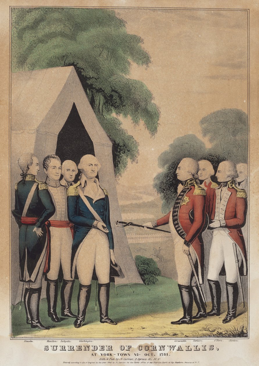 Overgivelse av Cornwallis: I York-Town Va. oktober 1781 av Nathaniel Currier