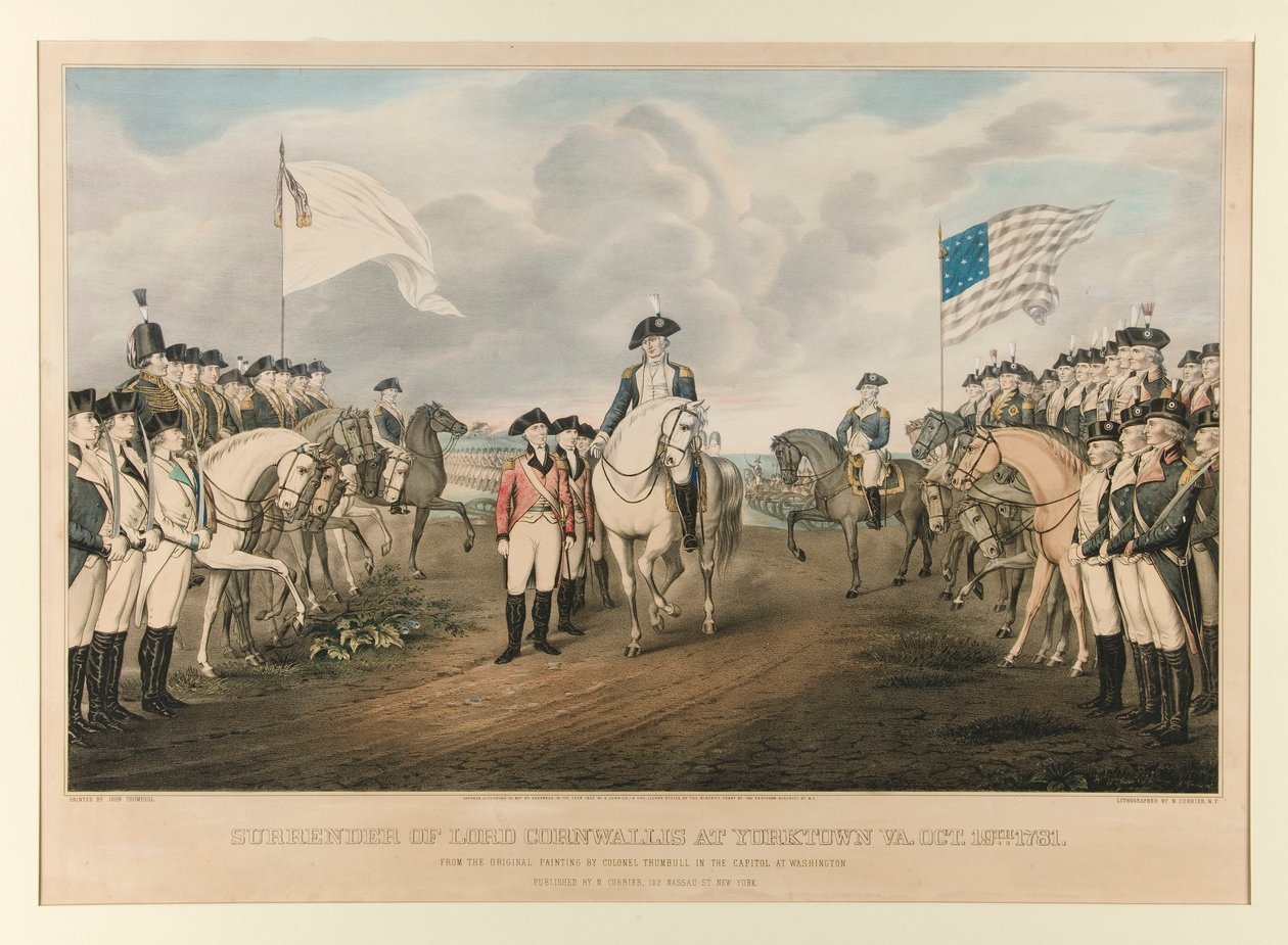 Surrender of Cornwallis i Yorktown, Va. 19. oktober 1781 / Fra det originale maleriet av oberst Trumbull, malt av John Trumbull av Nathaniel Currier