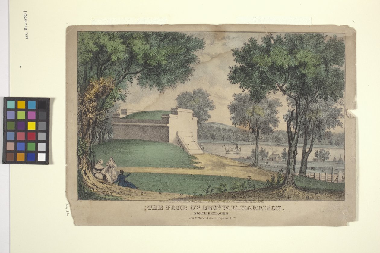 Graven til Genl. W. H. Harrison (håndfarget litografi) av Nathaniel Currier
