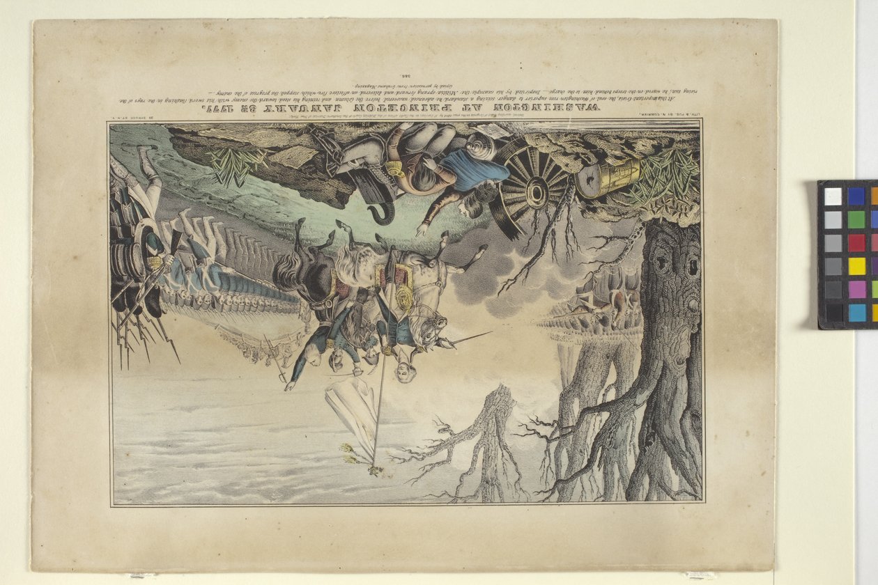 Washington At Princeton 30. januar 1777 (håndfarget litografi) av Nathaniel Currier