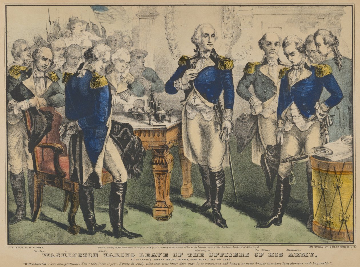 Washington tar avskjed med offiserene for hans hær - ved Francis