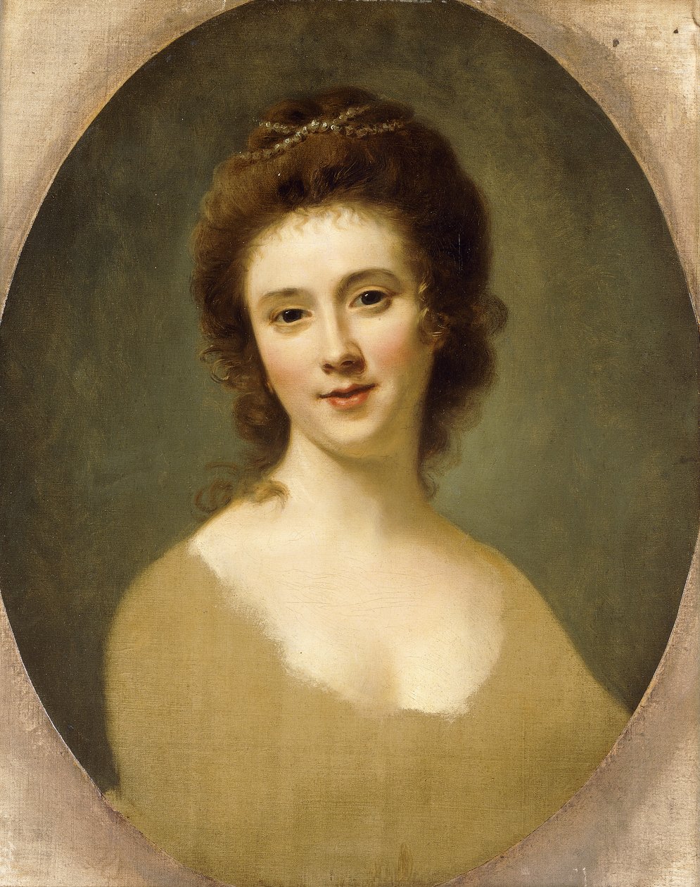 Portrett av Miss Sunning, hode og skuldre, av Nathaniel Hone