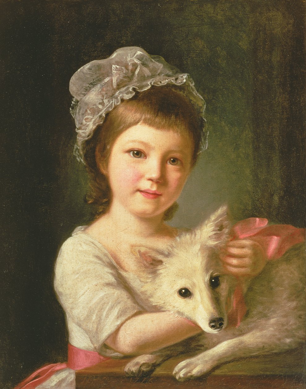 Ung jente med en hund, 1776 av Nathaniel Hone