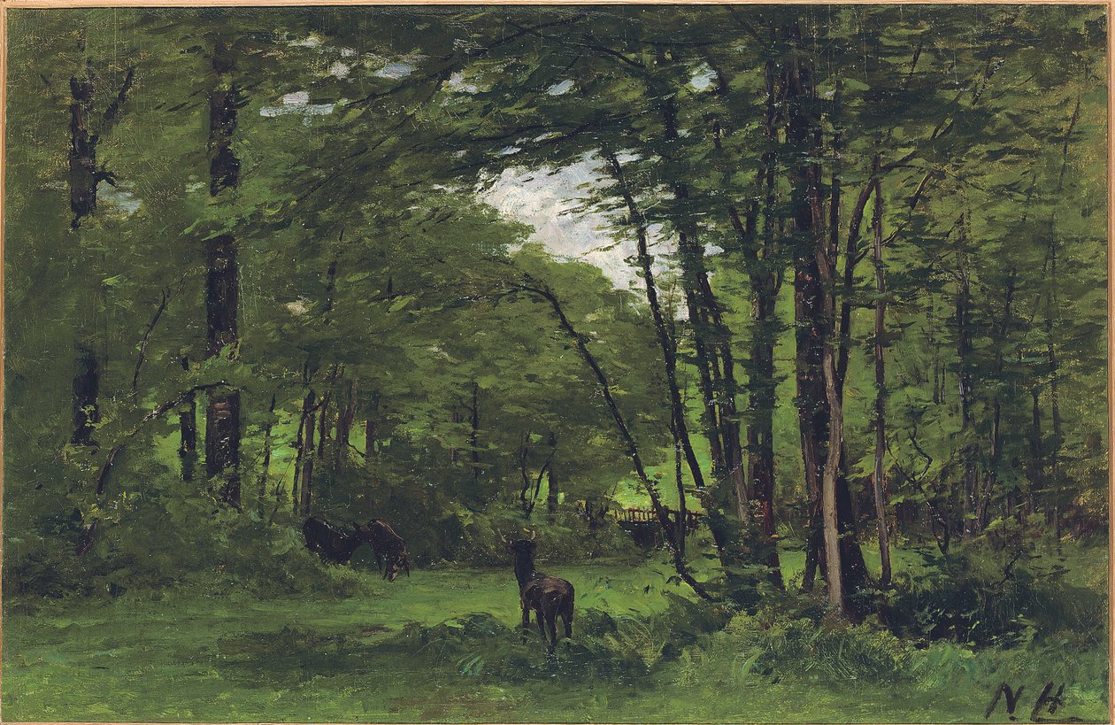 Grensegjerdet, Forest of Fontainebleau, ca. 1868 av Nathaniel II Hone